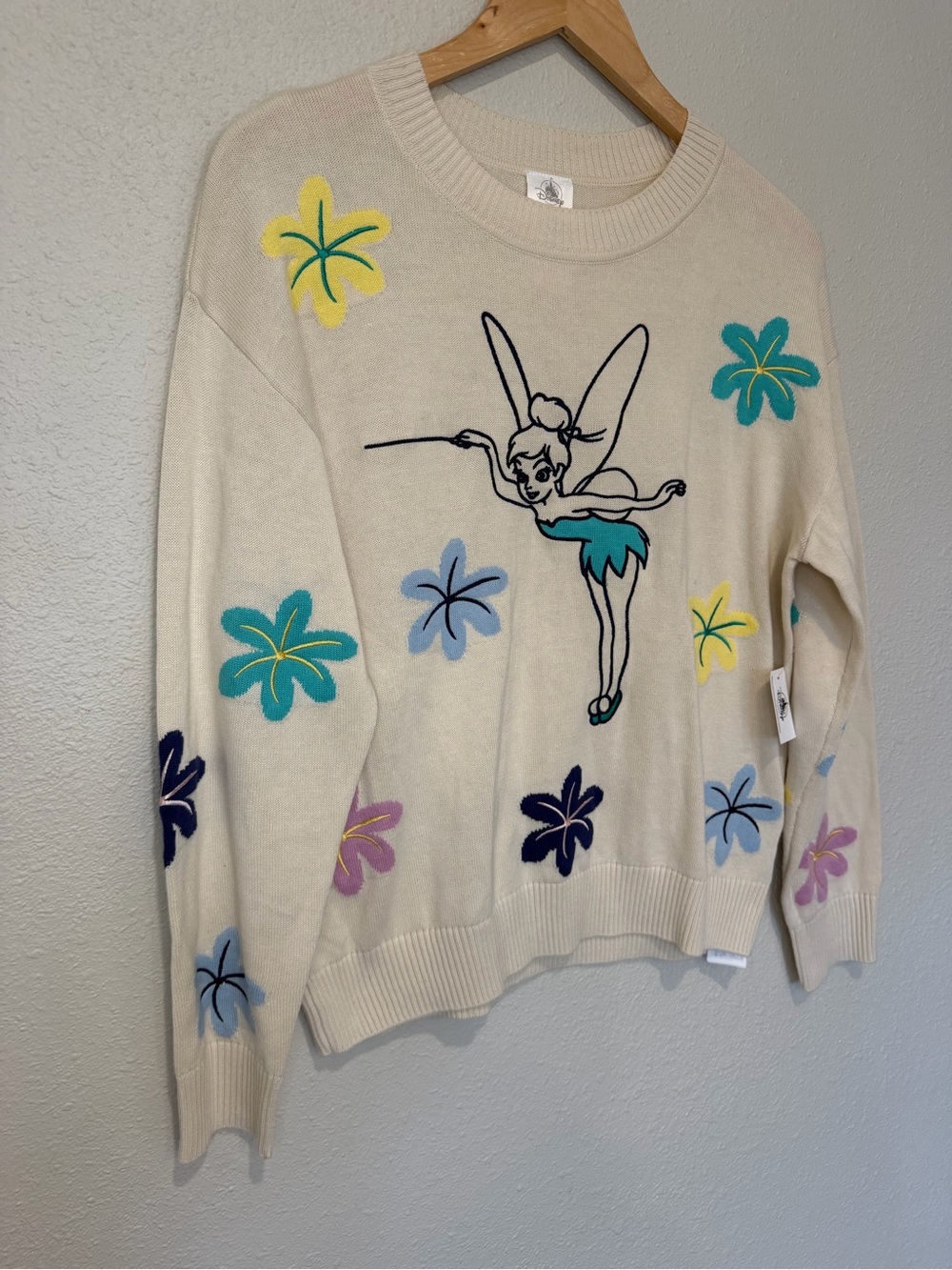 **NWT** Disney Cream Tinkerbell Floral Crewneck Sweater - Picture 4 of 11